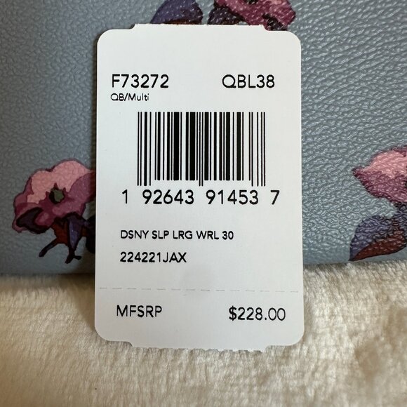 NWT! Coach F73272 Disney Snow White Sleepy Blue Leather Pink Large Wristlet Bag - Picture 9 of 9